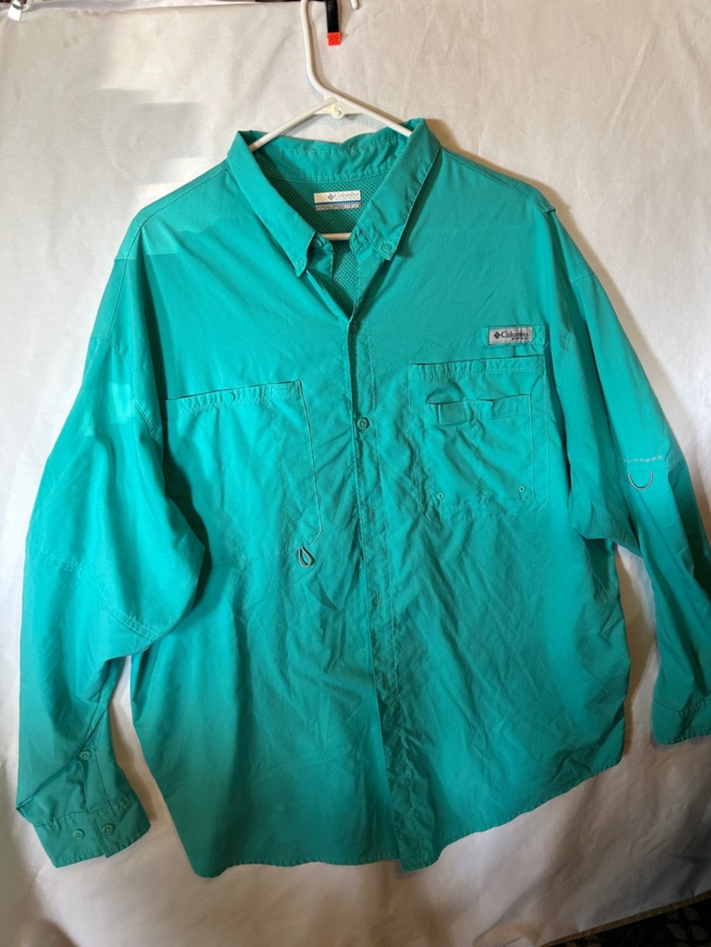 Columbia Turquoise Long Sleeve Fishing Shirt